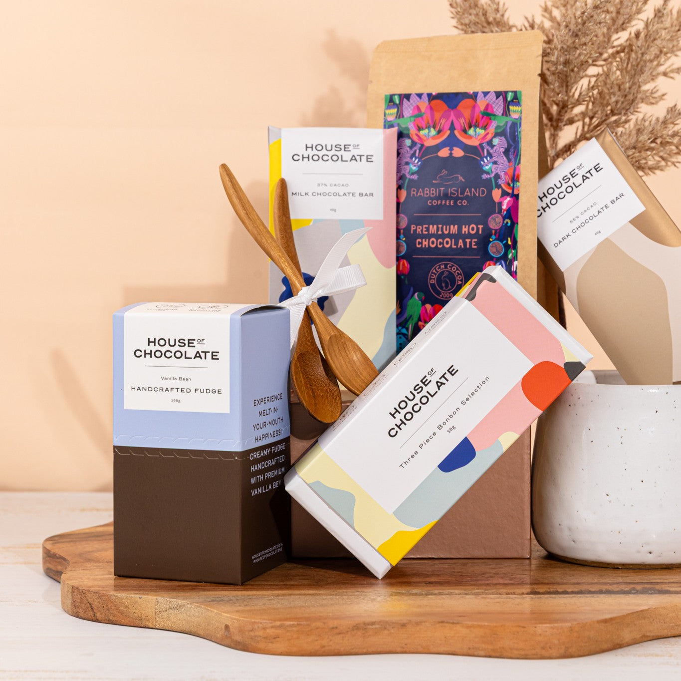 A premium thank-you gift box with artisan chocolate, bonbons, and hot chocolate. A perfect way to show appreciation!