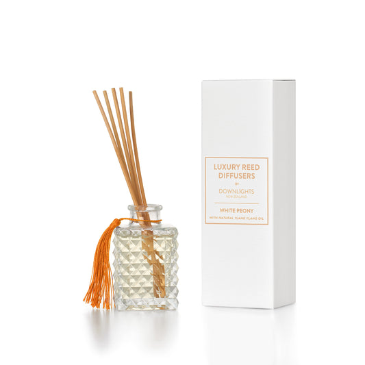 Elegant 100ml glass reed diffuser. NZ made, long-lasting fragrance. A flameless gift for home, office, or a special treat.