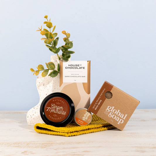 A honey-infused thank-you gift box with natural self-care treats and artisan chocolate. A sweet way to show appreciation!