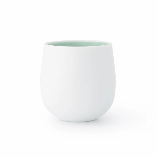 A handcrafted-style porcelain cup in Feijoa green. Beautiful, durable, and perfect for your next Gift Box NZ.
