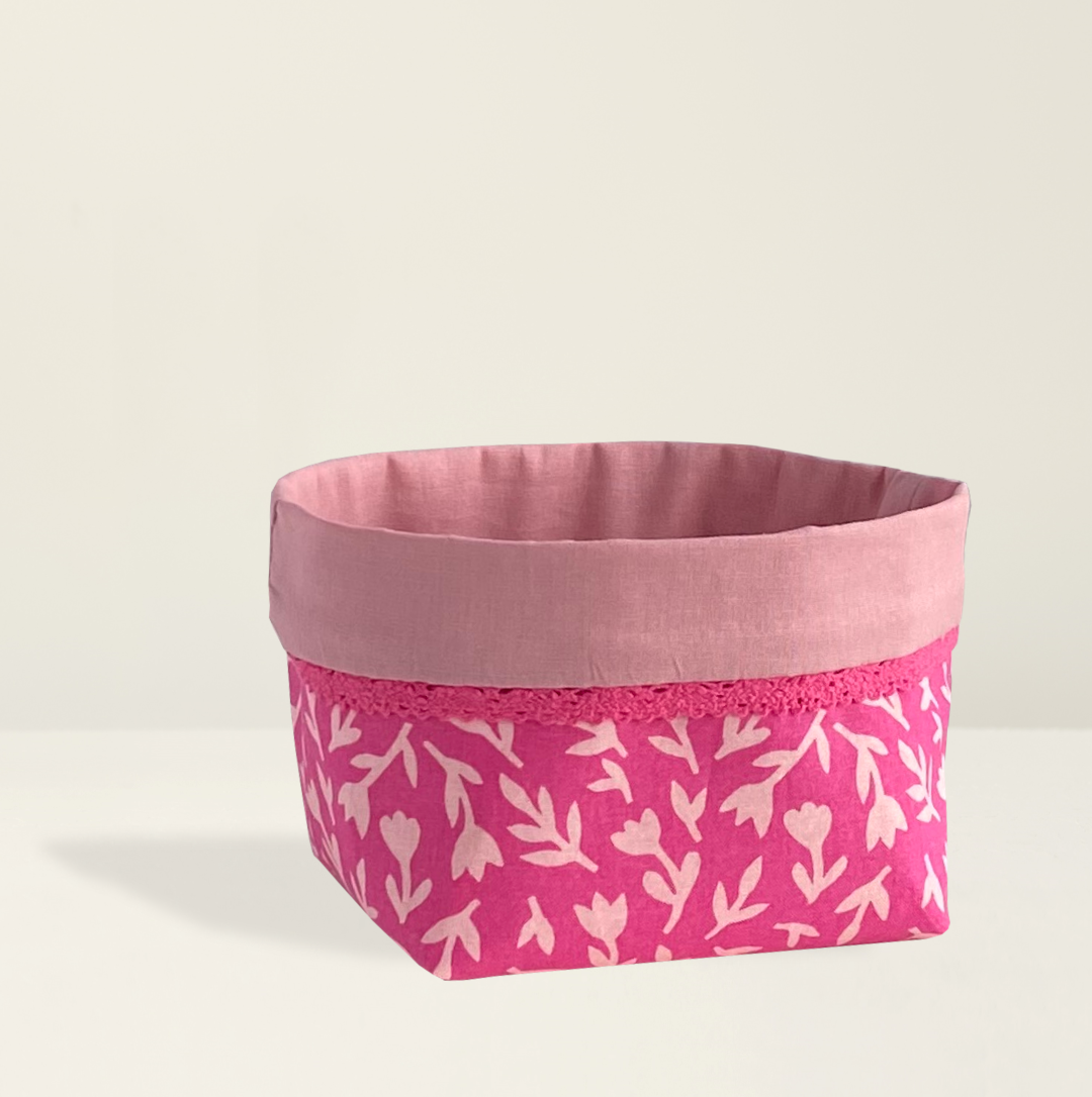 Gift Box NZ Fabric Box in Fuchsia Pink with Lace Big Little Gift Box