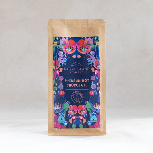 Indulge in the rich taste of Rabbit Island Hot Chocolate. A smooth, premium cocoa blend – perfect for gifting or a cosy treat.
