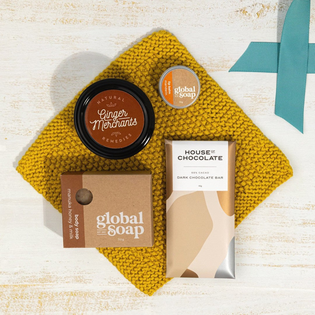 A honey-infused thank-you gift box with natural self-care treats and artisan chocolate. A sweet way to show appreciation!