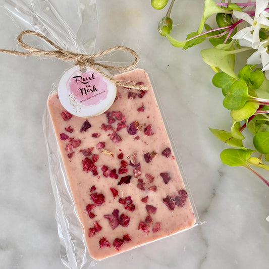 White Chocolate & Berry (with a hint of rose) Chocolate Bar