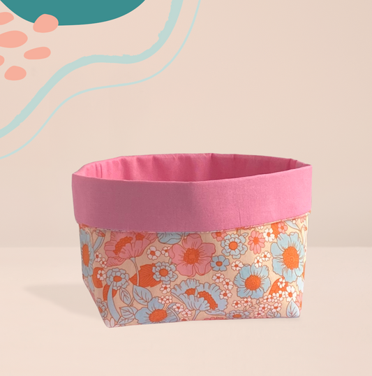 Fabric Gift Box in Tangerine and Pink Floral