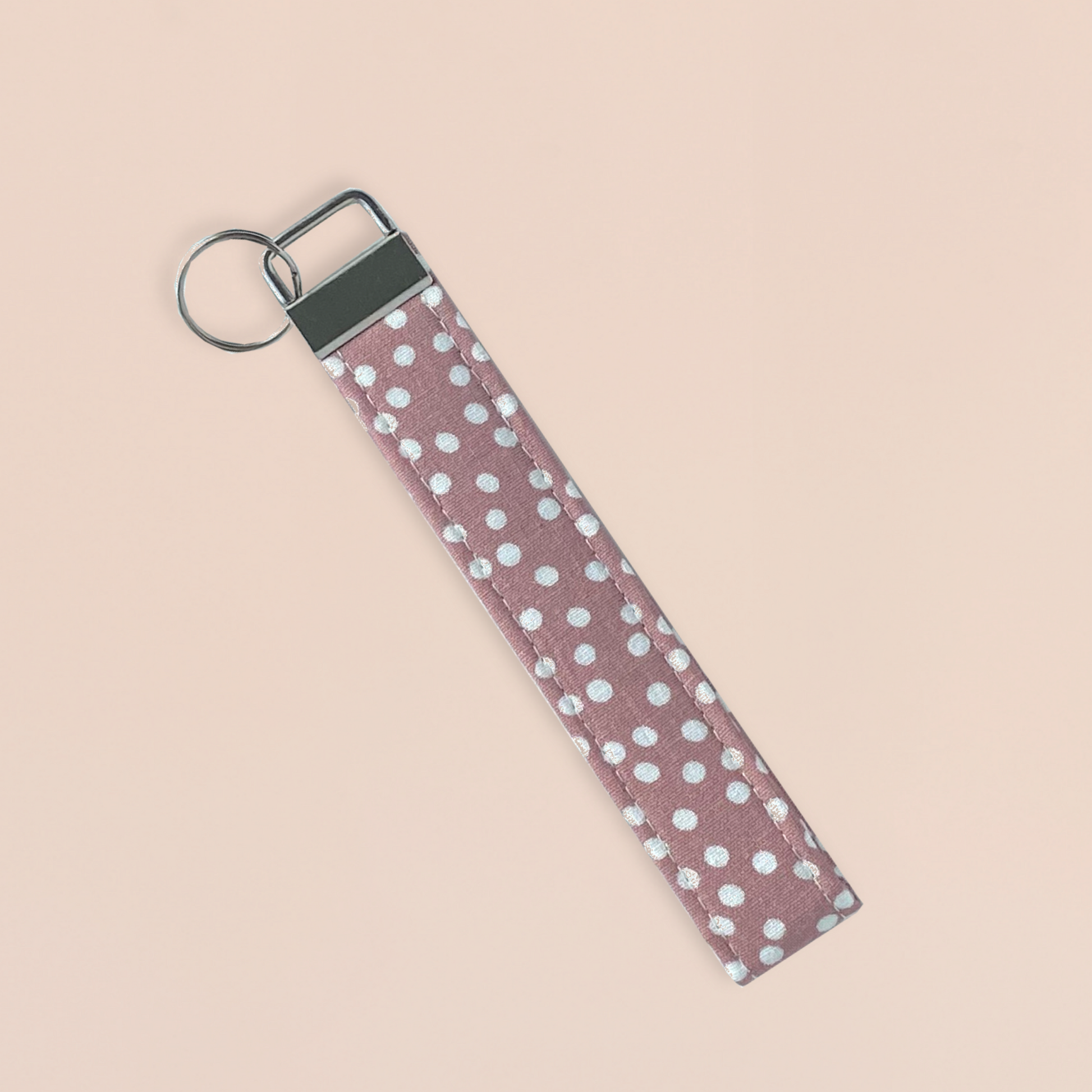 lewisandbucky Ready to Ship Polka Dot Wooden Heart Keychain with Clip and Tassel Keychain Mint Polka Dot Pink Tassel Fabric Clip Keychain